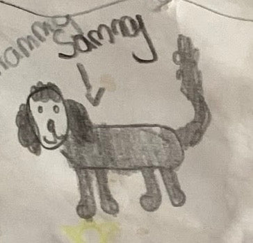 Original child’s drawing of Sammy the dog